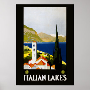 Italian Lakes Vintage Travel Italy Poster