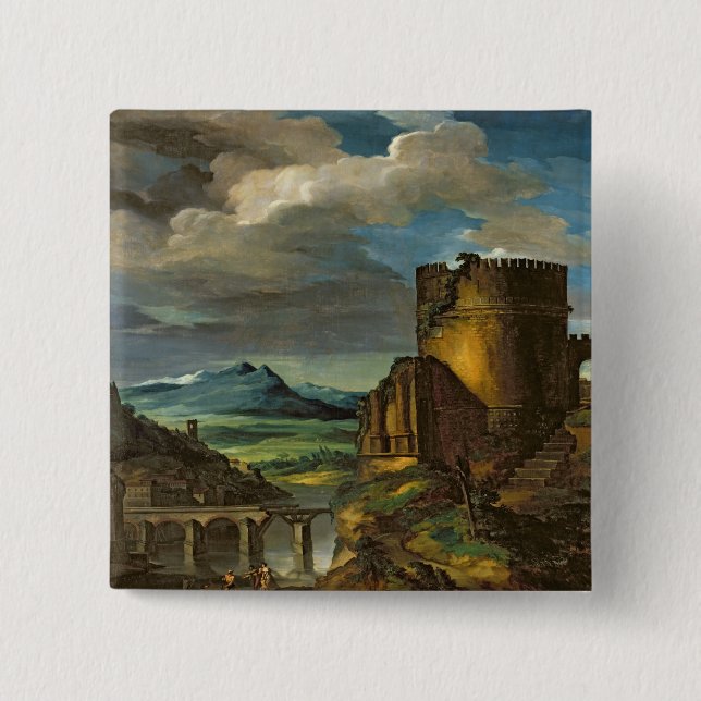 Italian Landscape or, Landscape with a Tomb Pinback Button (Front)