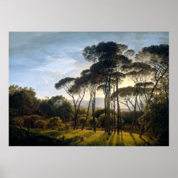 Italian Landscape With Stone Umbrella Pines Canvas Poster by Romanelli at Zazzle
