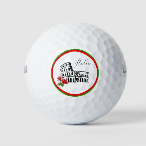  Italian Language Italia Italy Colosseum Roses Golf Balls