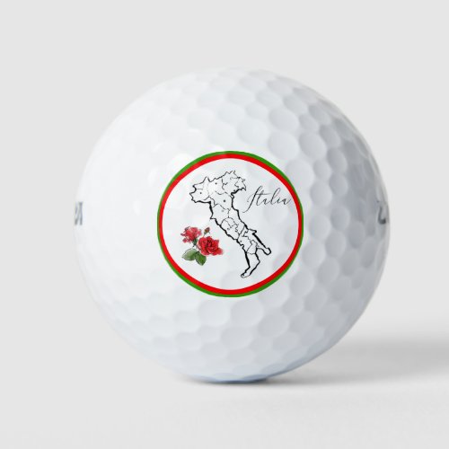  Italian Language Italia Italy Map Rose Golf Balls