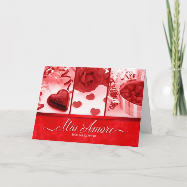 Italian Language Romantic Valentine in Red Holiday Card (Front)