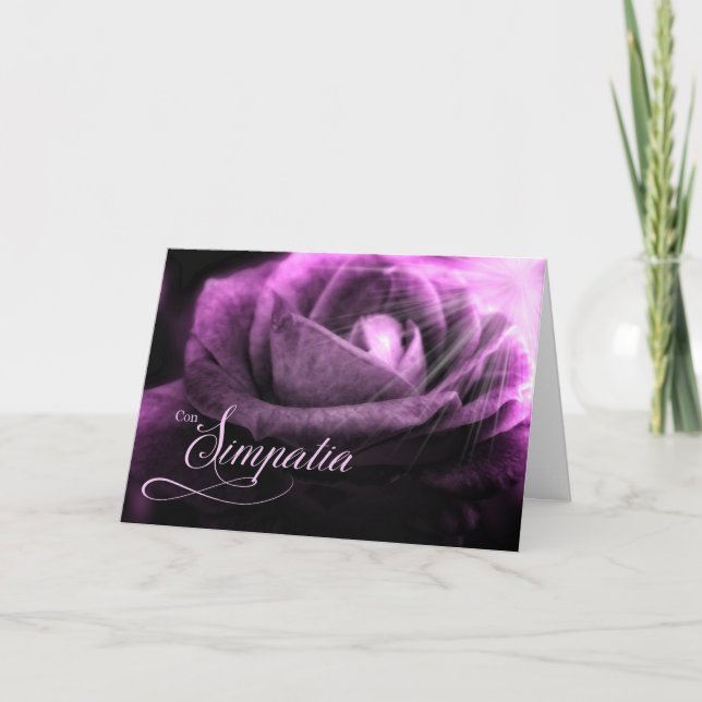 Italian Language Sympathy Purple Rose Card (Front)