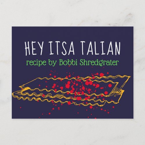 Italian lasagna pasta personalized recipe card