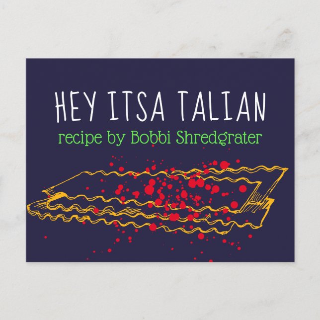 Italian lasagna pasta personalized recipe card (Front)