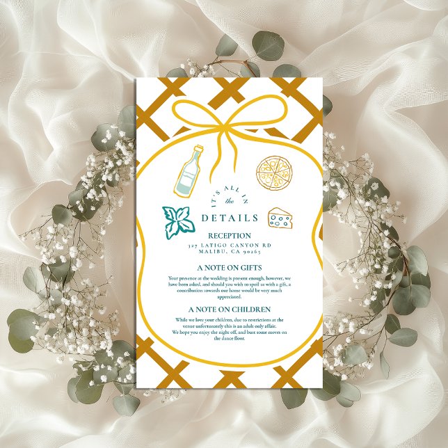 Italian Lattice Food Wedding Sketch Enclosure Card (Creator Uploaded)