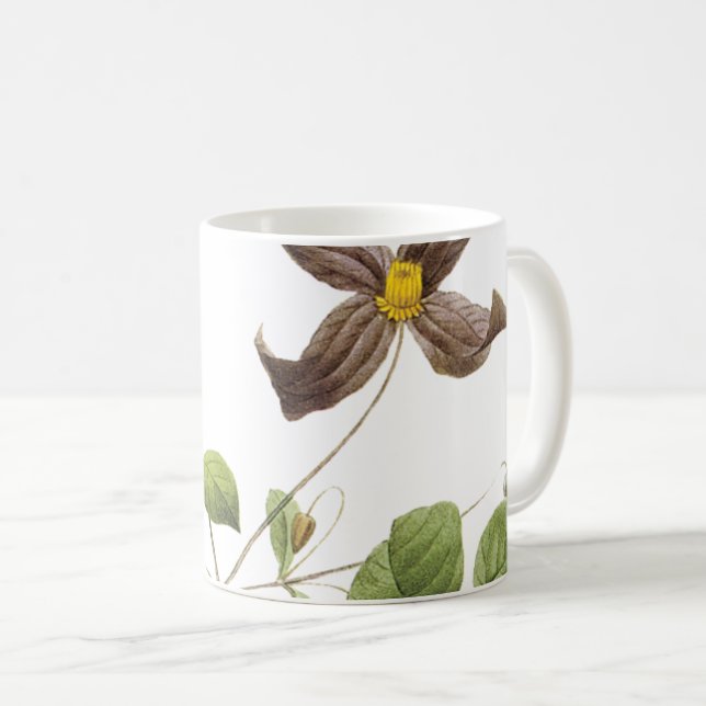 Italian leather flower(Clematis) by Redouté Coffee Mug (Front Right)