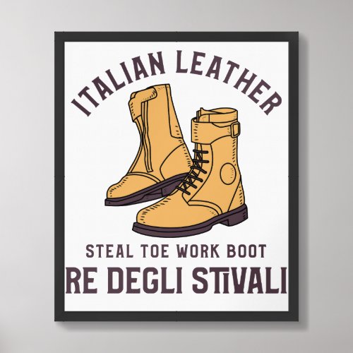 Italian Leather Steal Toe Work Boots Framed Art