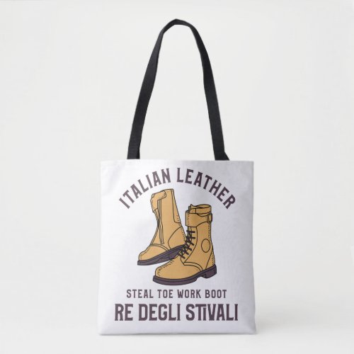 Italian Leather Steal Toe Work Boots Tote Bag