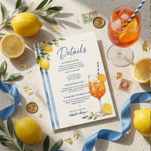 Italian Lemon Amalfi Coast Wedding Details Card 