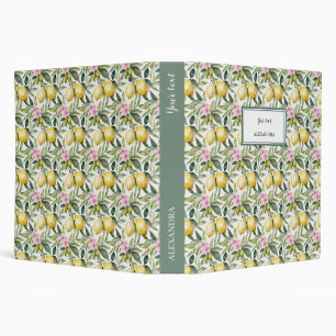 Italian Lemon Blossom Mediterranean Watercolor  3 Ring Binder