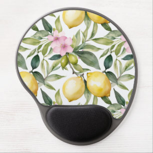 Italian Lemon Blossom Mediterranean Watercolor Gel Mouse Pad