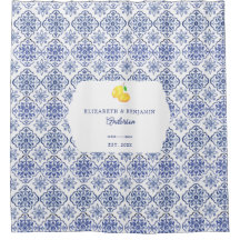 Italian Lemon Blue Tile Personalized Mediterranean