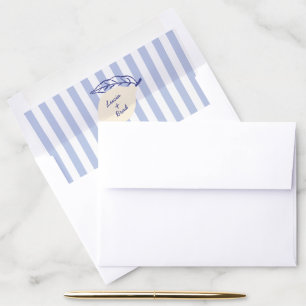 Italian Lemon Blue & White Striped Wedding Envelope Liner