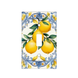 Italian Lemon Blue & White wall plate