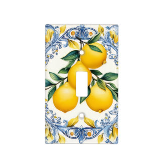 Italian Lemon Blue & White wall plate