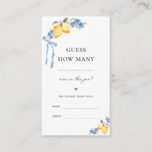 Italian Lemon Bow How Many Bridal Shower Game Card