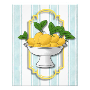 Italian Lemon Bowl Kitchen Print Coastal