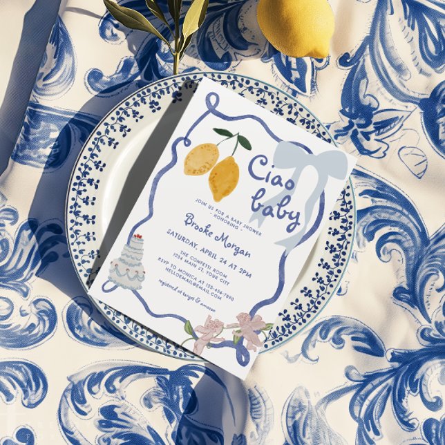 Italian Lemon Boys Baby Shower Invitation (Italian Lemon Boys Baby Shower Invite)