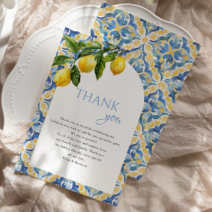 Italian Lemon Bridal Favor Label Thank You Card