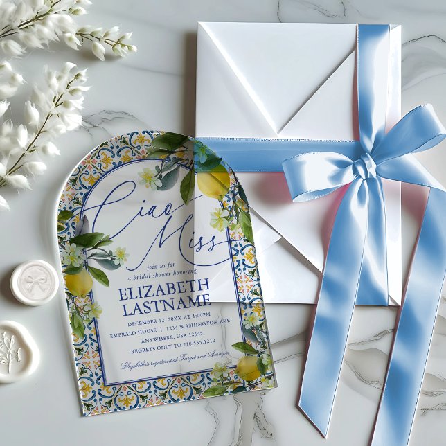 Italian Lemon Bridal Shower Acrylic Invitations (Italian Lemon Bridal Shower Acrylic Invitations)