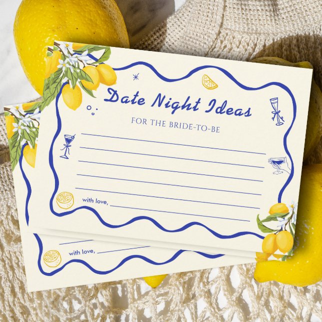 Italian Lemon Bridal Shower Date Night Ideas Cards (Creator Uploaded)