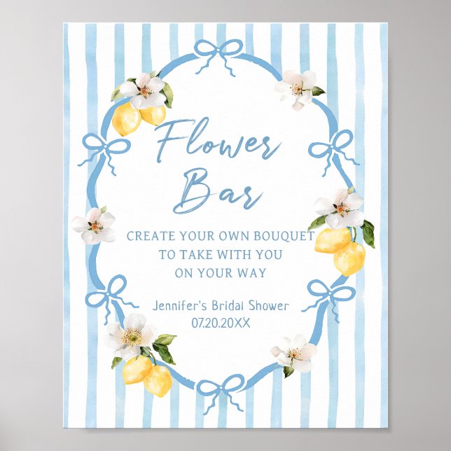 Italian Lemon Bridal Shower Flower Bar Poster (Front)