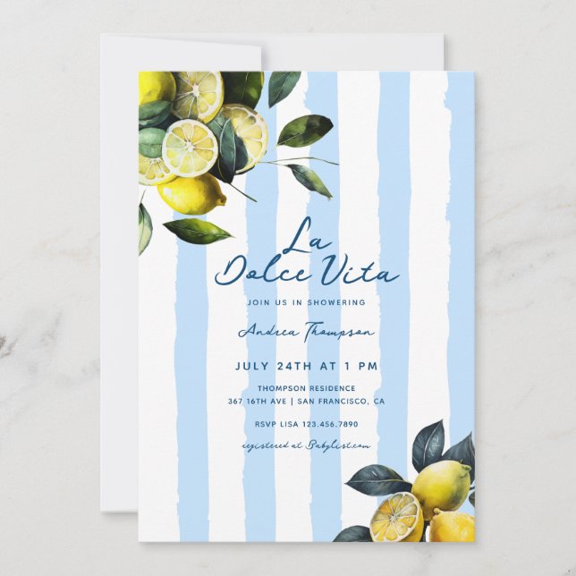 Italian Lemon Bridal Shower   Invitation (Front)