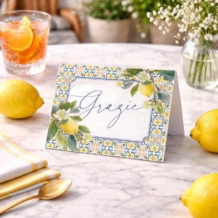 Italian lemon bridal shower letterpress thank you card