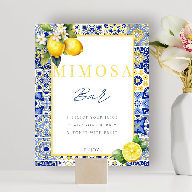 Italian Lemon Bridal Shower Mimosa Bar Sign Poster (Italian Lemon Bridal Shower Mimosa Bar Sign Poster)