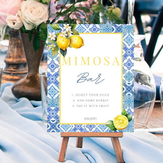Italian Lemon Bridal Shower Mimosa Sign Poster (Italian Lemon Bridal Shower Mimosa Sign Poster)