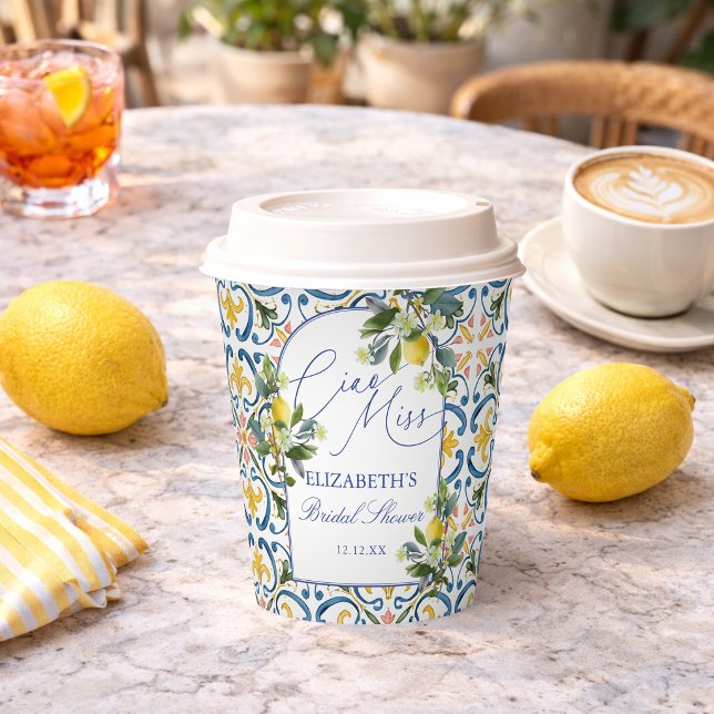 Italian lemon bridal shower  paper cups (Italian lemon bridal shower paper cups. Shop the full Italian Lemon Bridal Shower Collection. )