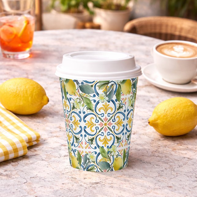 Italian lemon bridal shower  paper cups (Italian lemon bridal shower paper cups. Shop the full Italian Lemon Bridal Shower Collection. )