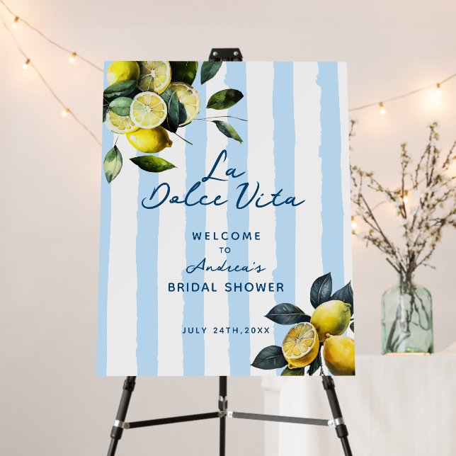 Italian Lemon Bridal Shower Welcome Sign Poster (In Situ (Stand))