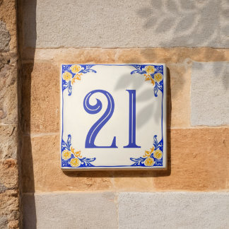 Italian Lemon Ceramic House Number Tile
