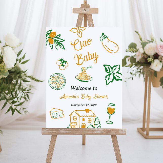 Italian Lemon Ciao Baby Pasta & Pizza Baby Shower Foam Board (Creator Uploaded)