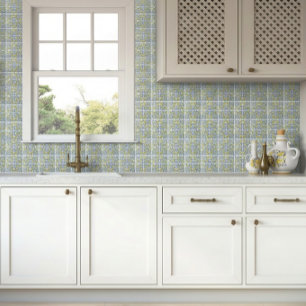 Italian Lemon Citrus Blue Majolica Tile Pattern