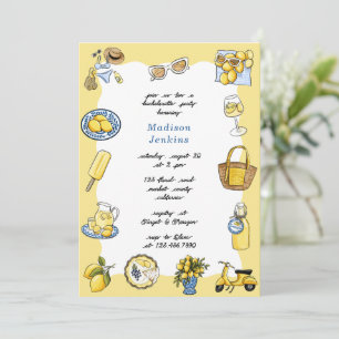 Italian Lemon Coastal Summer Bachelorette Party Invitation
