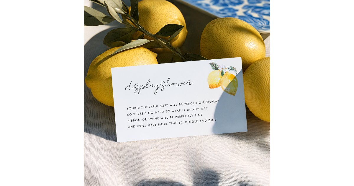Italian lemon Display Shower Request Bridal Shower Enclosure Card | Zazzle