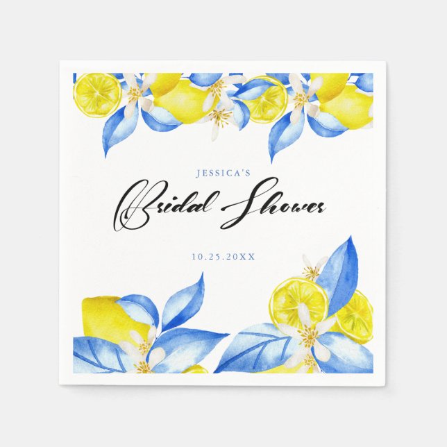 Italian Lemon Floral Bridal Shower invite Napkins (Front)