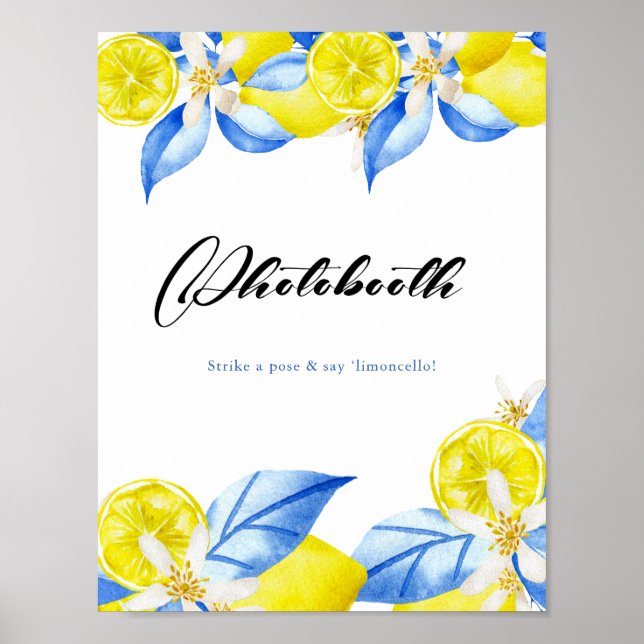 Italian Lemon Floral Bridal Shower photobooth Poster (Front)