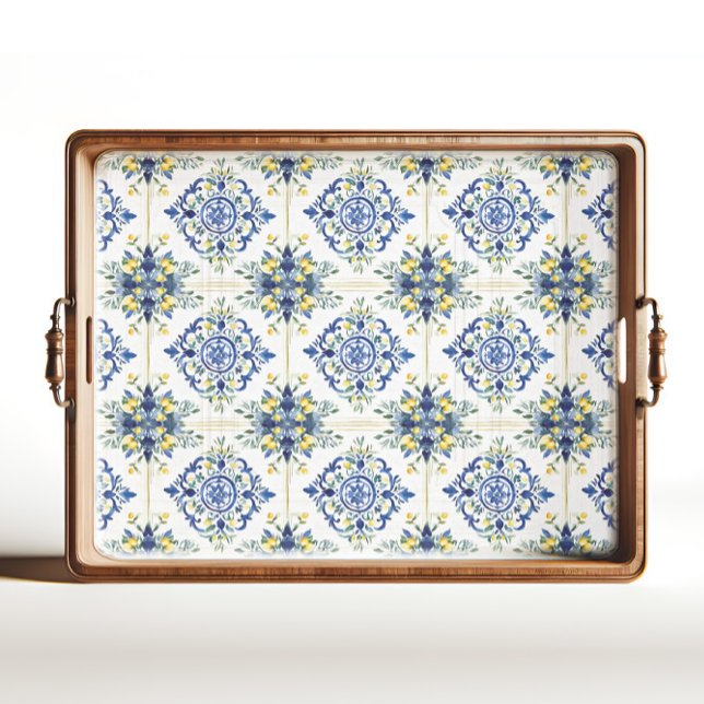 Italian Lemon Floral Tile Blue and White Decoupage Tissue Paper (Creator Uploaded)