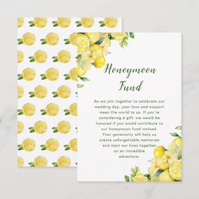 Italian Lemon Greenery Frame Wedding Enclosure Card (Front/Back)