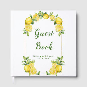 Italian Lemon Greenery Frame Wedding Guest Book