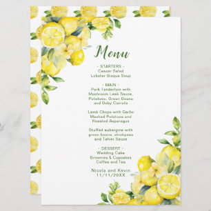 Italian Lemon Greenery Frame Wedding Menu
