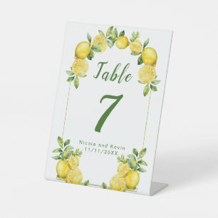 Italian Lemon Greenery Frame Wedding Pedestal Sign