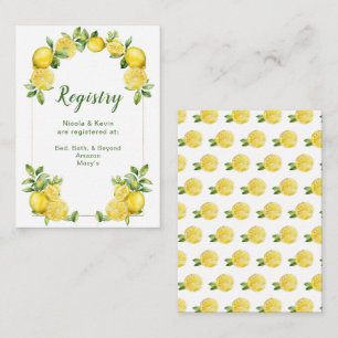 Italian Lemon Greenery Frame Wedding Registry Enclosure Card