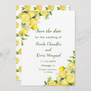 Italian Lemon Greenery Frame Wedding Save The Date