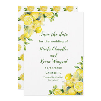 Italian Lemon Greenery Frame Wedding Save The Date