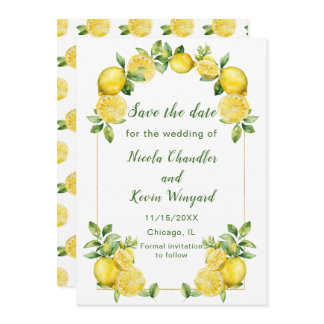 Italian Lemon Greenery Frame Wedding Save The Date